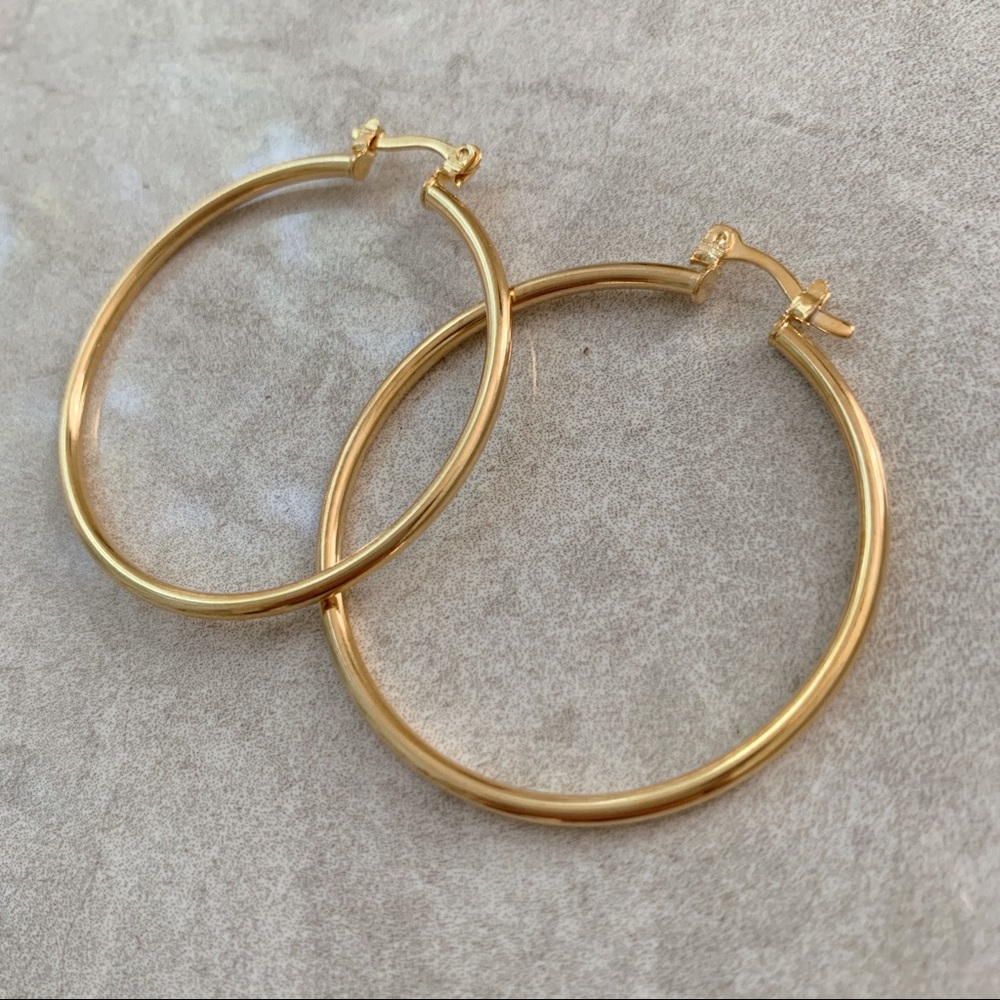 Thin Tube Hoops | 18k Gold Filled - Picture 3 of 5